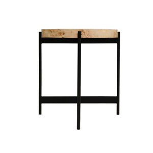 HMS 22\" Black and Brown Wood and Metal Round End Table Stylish Coffee Table with Unique Color Combination