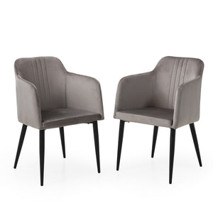 hms Set of Two 23" Gray and Black Velvet Arm Chair