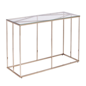 HMS 42\" Console Table Clear Gold Glass Frame Mirrored Accent for Entry Living Room Bedroom Hotel Decoration Rustic Iron Marble