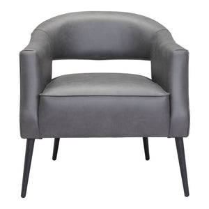 HMS 27\" Gray and Gold Faux Leather Arm Chair with Upholstered Seat Elegant Living Room Chair