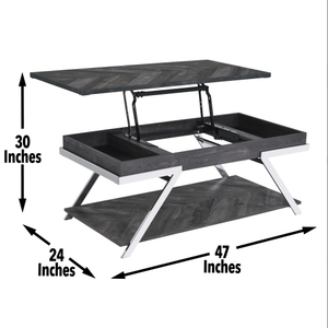 FCJ Roma Gray Lift Top Cocktail Table Stylish Coffee Table with Practical Storage Features