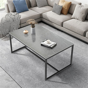 US Free Shipping Modern Living Room Center Furniture Coffee Table Marble Pattern Tea Table with Open Storage