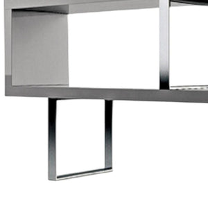 HMS 67 Three-Tier Etagere Bookcase in Gray and Silver Metal and Wood Three-Tier Bookcase
