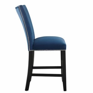 FCJ Camila Blue Velvet Counter Chair for Living Room