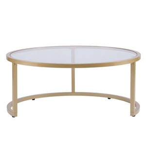 HMS Convertible Gold Glass Round Nested Coffee Tables Farmhouse Style Living Room Furniture for Tea or Coffee