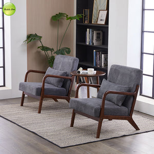 In Stock Modern Nordic Upholstered Accent Living Room Chair Solid Wood Lounge Chair For Coffee House Reading Room Armchair 5373