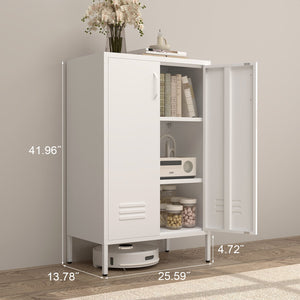 White Kitchen Pantry Storage Cabinet Tall Steel Cabinet Locker for Kitchen Living Room Dining Room