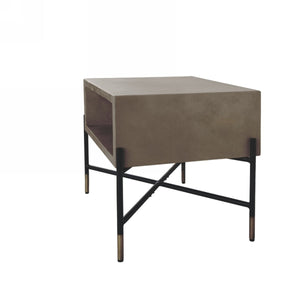 HMS 25\" Gray and Black Square Coffee Table with Shelf Made of Concrete and Metal