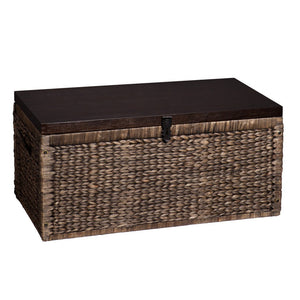HMS 38 Traditional Brown Wood Wicker Coffee Table with Iron Convertible to Tea Table Living Room Furniture Drawers for Entry Use