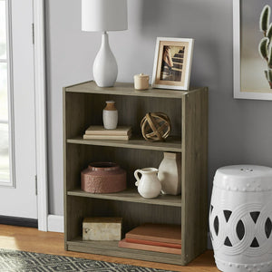 Adjustable 3-Shelf Bookcase with Durable Construction