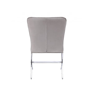 24\" Beige and Silver Velvet Parsons Chair by HMS Elegant Living Room Furniture