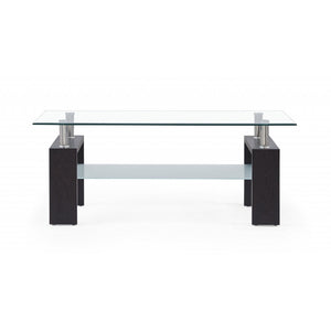 HMS 43\" Elegant and Modern Square Glass Coffee Table with Shelf for Home Office Dining School Hospital Villa