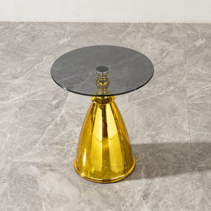 Modern Glass Sofa Side Table Beside Corner Table Living Room Balcony Gold Metal Round Coffee Table