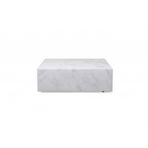 HMS 35 White Genuine Marble and Brass Square Coffee Table