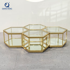 China Town Furniture Combination Honeycomb Ss Center Coffee Side Tea Table Manufacturer China Wholesale Side Table Set of 4