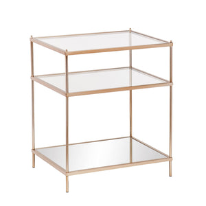 HMS 27\" Contemporary End Table Gold Clear Glass Iron Wood for Living Room Hotel Decoration Featuring Brass Marble Mirrored