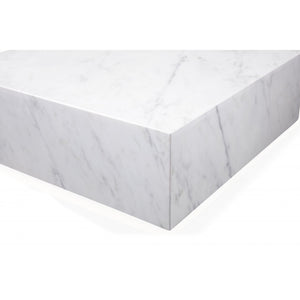 HMS 35 White Genuine Marble and Brass Square Coffee Table