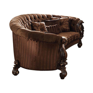 HMS 55 Brown Velvet Curved Sofa Set with Toss Pillows for Living Room