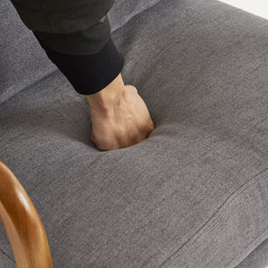Dual-Use Indoor Rocking Chair/Armchair High Back Belt Waist Pillow Iron Frame Dark Gray Linen Log Color Solid Wood Living Room