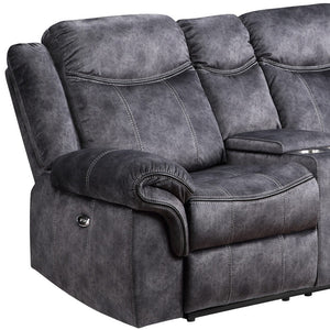 79" Dark Gray Microfiber Power Reclining Loveseat Storage Extendable Inflatable Synthetic Leather Set for Living Room Sofa