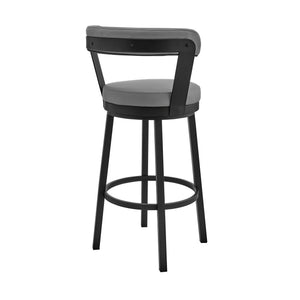 HMS 26\" Gray and Black Fabric Counter Height Swivel Bar Chair Living Room Iron Chair with Stylish Design