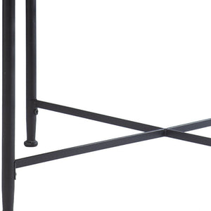 HMS 33 Floral Design Tempered Glass Top Round Coffee Table Metal Side Table for Living Room Use