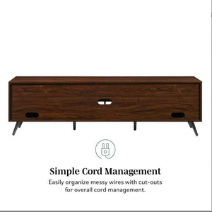 FCJ Contemporary Luxury TV Stand 2-Door Minimalist Cabinet for TVs up 80 Inches Dark Walnut Panel for Modern Living Room House