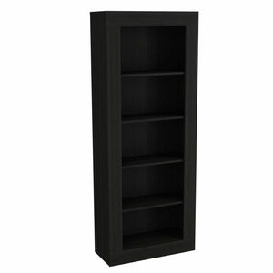 HMS Five Tier Black Bookshelf Rustic Oak Wood for Home Office Workshop Living Room Bedroom or School Use