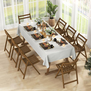 Set of 2 Folding Dining Chairs with Rubber Wood Frame and Slatted Seat for Living Room Use