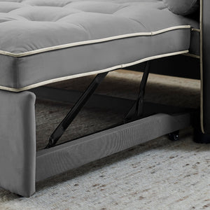 Modern Luxury 55.5 Inch Pull-Out Sleep Sofa Bed 2-Seater Loveseat Couch with Side Pockets Velvet Material Extendable Feature