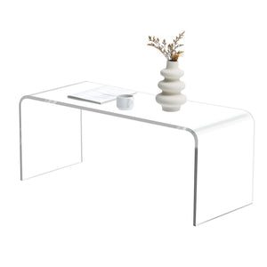 Acrylic Coffee Table 39.25\" Long 15mm Thick Rectangle Tea Table for Living Room Clear Acrylic Material