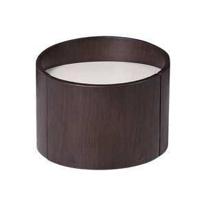 HMS 17\" Dark Brown Solid Wood Round End Table Farmhouse Style Tea Table for Living Room Home Furniture with Metal Accents