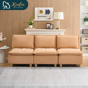 104\" Pumpkin Flannel 3-Seater Modular Sofa Fashion-Minimalist with Storage for Living Room or Outdoor Free Shipping US