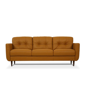 HMS 83 Orange Leather L-Shape Sofa with Black Legs Contemporary Living Room Furniture for Home Use