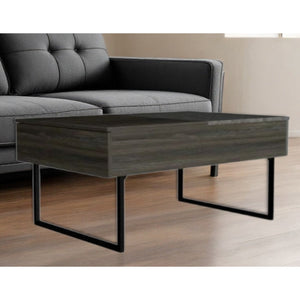 HMS 39\" Espresso and Black Metal Lift Top Coffee Table with Drawer
