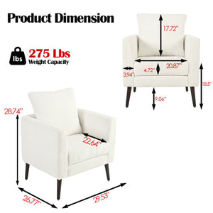 Solid Wood Leg Fabric Armchair FCJ Comfortable Tufted Scandinavian Home Office Bar Home Furniture Accent Chair Made Leather