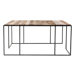 Set of Three 39\" Brown and Black Solid Wood and Iron Square Nested Coffee Tables HMS Product
