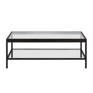 HMS 45 Clear and Black Glass and Steel Coffee Table with Practical Shelf
