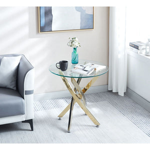 Modern Round Tempered Glass Coffee Table with Chrome Legs