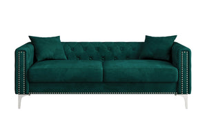 Modern 83-Inch Triple Mid-Century Upholstered Velvet Sofa Free Shipping for Living Room Dining Bedroom Fabric Metal Material