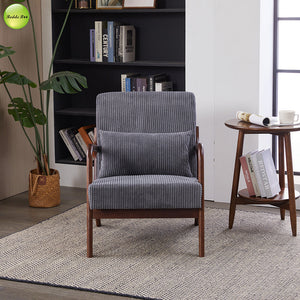 In Stock Modern Nordic Upholstered Accent Living Room Chair Solid Wood Lounge Chair For Coffee House Reading Room Armchair 5373