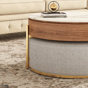 Lift Top Extendable 3 Legs Nesting Coffee Table with Storage 3 Stools Included
