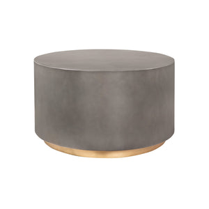 HMS 28\" Gray and Brass Oval Coffee Table Elegant Concrete and Brass Design