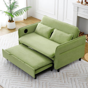 Adjustable Armrests and Backrests 65.74-Inch Striped Fabric Multi-Functional Sofa Bed for Bedrooms and Living Rooms