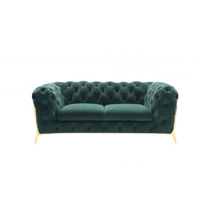 HMS 74 Two-Seater Chesterfield Loveseat Emerald Gold Velvet Sectional Sofa Sponge Filling for Home Furniture Apartment Made PU