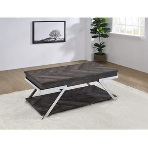 FCJ Roma Gray Lift Top Cocktail Table Stylish Coffee Table with Practical Storage Features