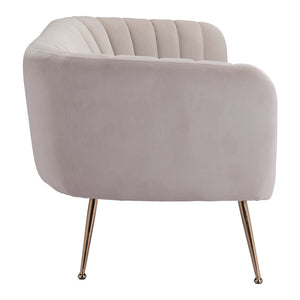 HMS 70 Beige Velvet Chesterfield Sofa Gold Legs Contemporary L-Shape Design Convertible Home Furniture Use Genuine Leather