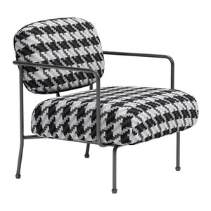 HMS 29 Black and White Upholstered Houndstooth Arm Chair for Living Room