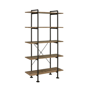 HMS 73 Five Tier Etagere Bookcase in Brown and Black Metal Stylish Five-Level Display Unit