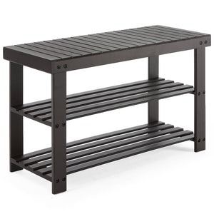 FCJ 3-Tier Bamboo Shoe Rack Bench Compact 286lb Capacity Storage Organizer Durable for Entryway Bedroom Living Room Balcony